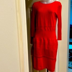 Roberto Cavalli dress. Size 42, color Red. Long sleeves, 38” length.